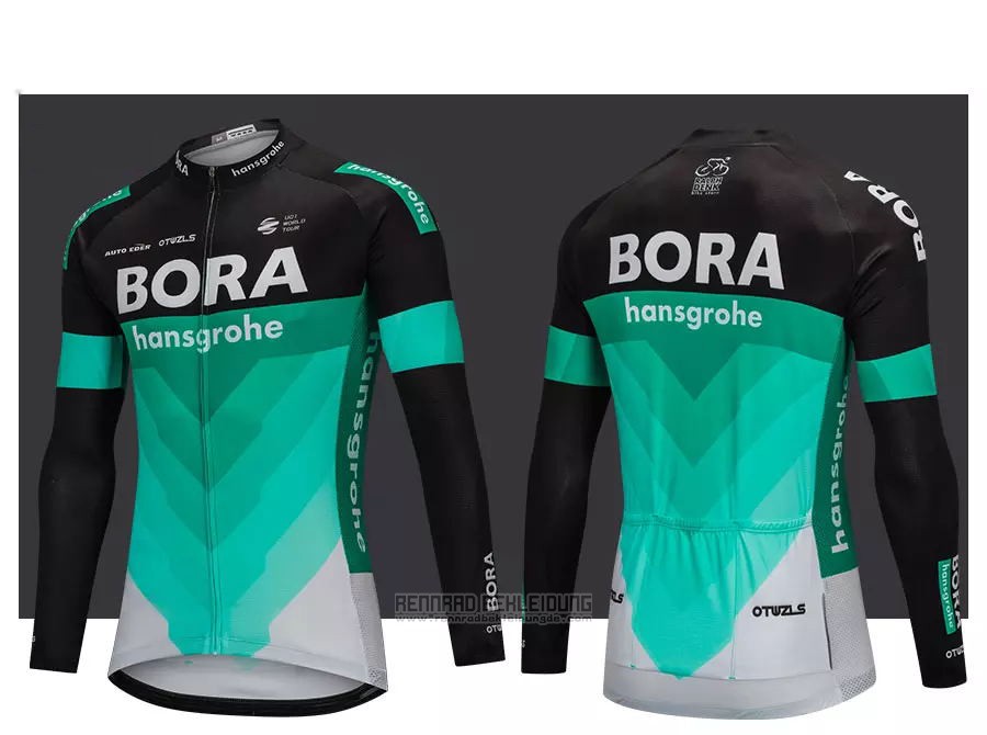 2018 Fahrradbekleidung Bora Grun und Shwarz Trikot Langarm und Tragerhose